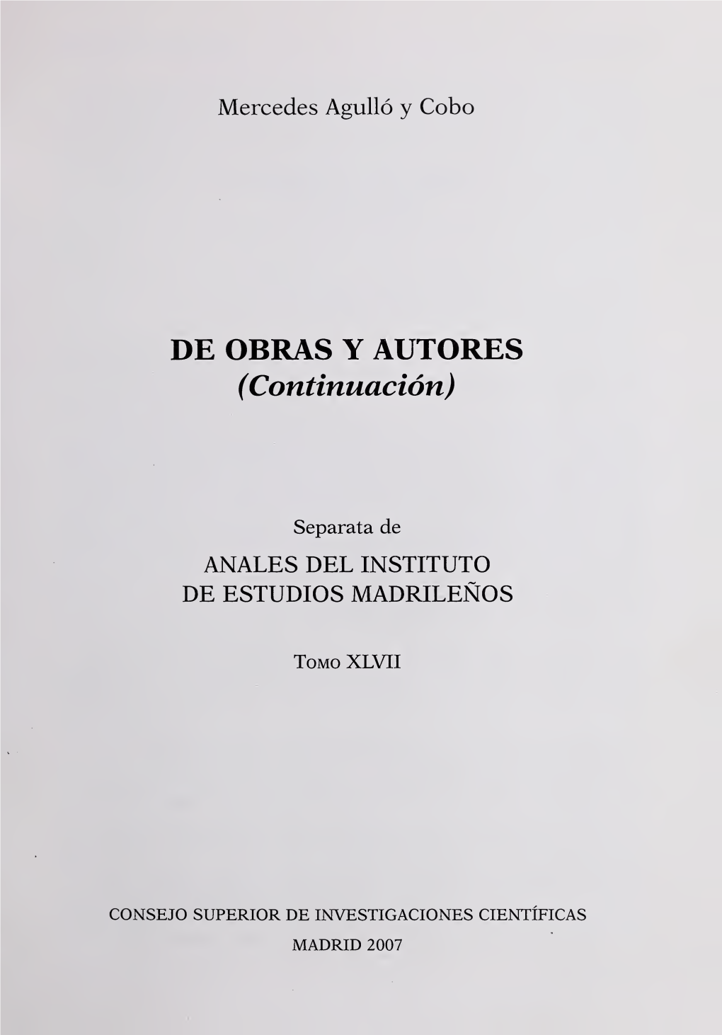 De Obras Y Autores (Continuacion)