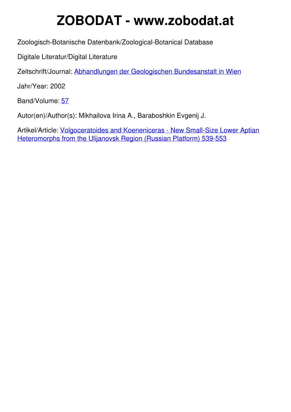 Abhandlungen Der Geologischen Bundesanstalt in Wien