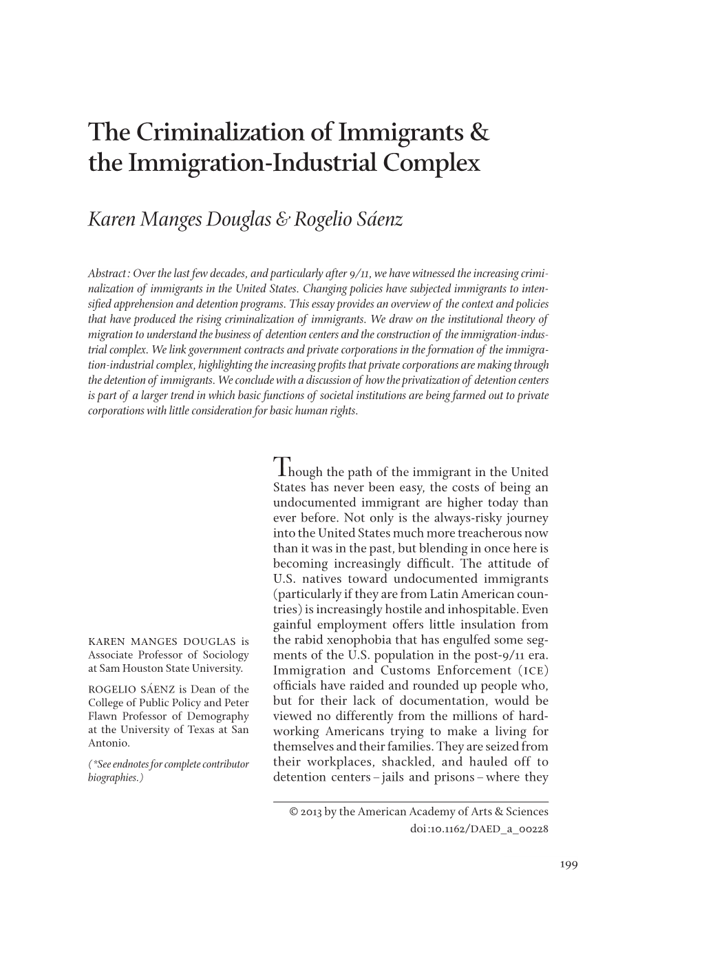 The Criminalization of Immigrants & the Immigration