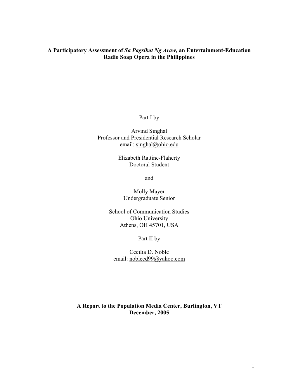 A Participatory Assessment of Sa Pagsikat Ng Araw, an Entertainment-Education Radio Soap Opera in the Philippines