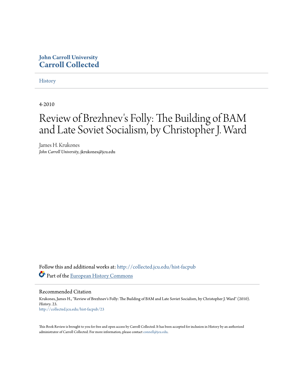 Review of Brezhnev's Folly: the Building of BAM and Late Soviet