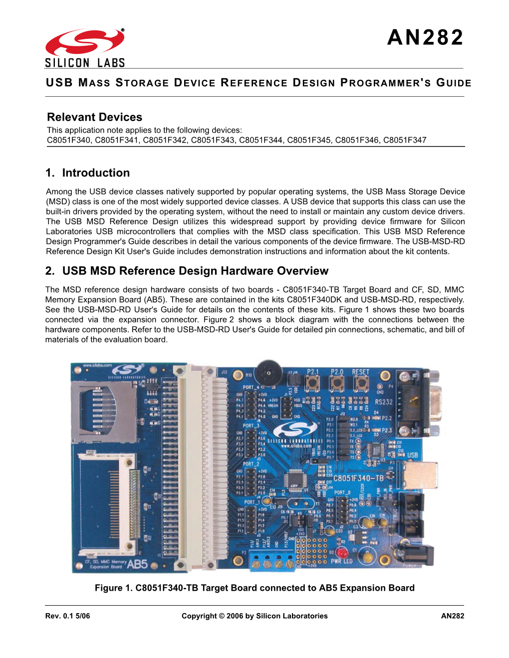 AN282: USB Mass Storage Device Reference Design Programmer's Guide