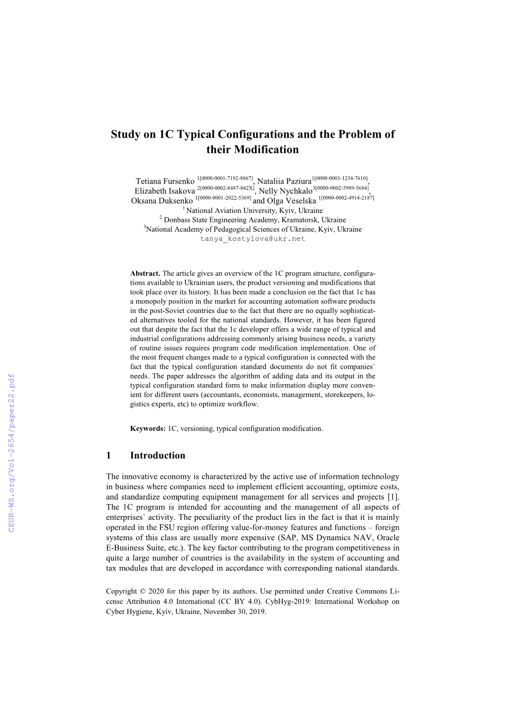 Study on 1C Typical Configurations and the Problem of Their Modification