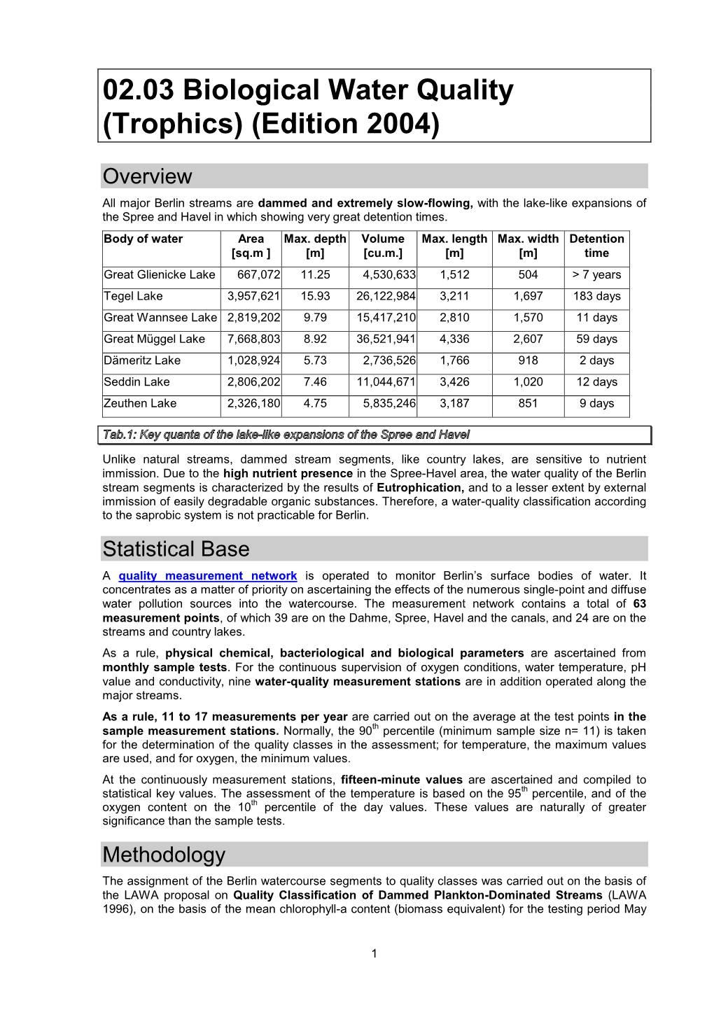 02.03 Biological Water Quality (Trophics) (Edition 2004)