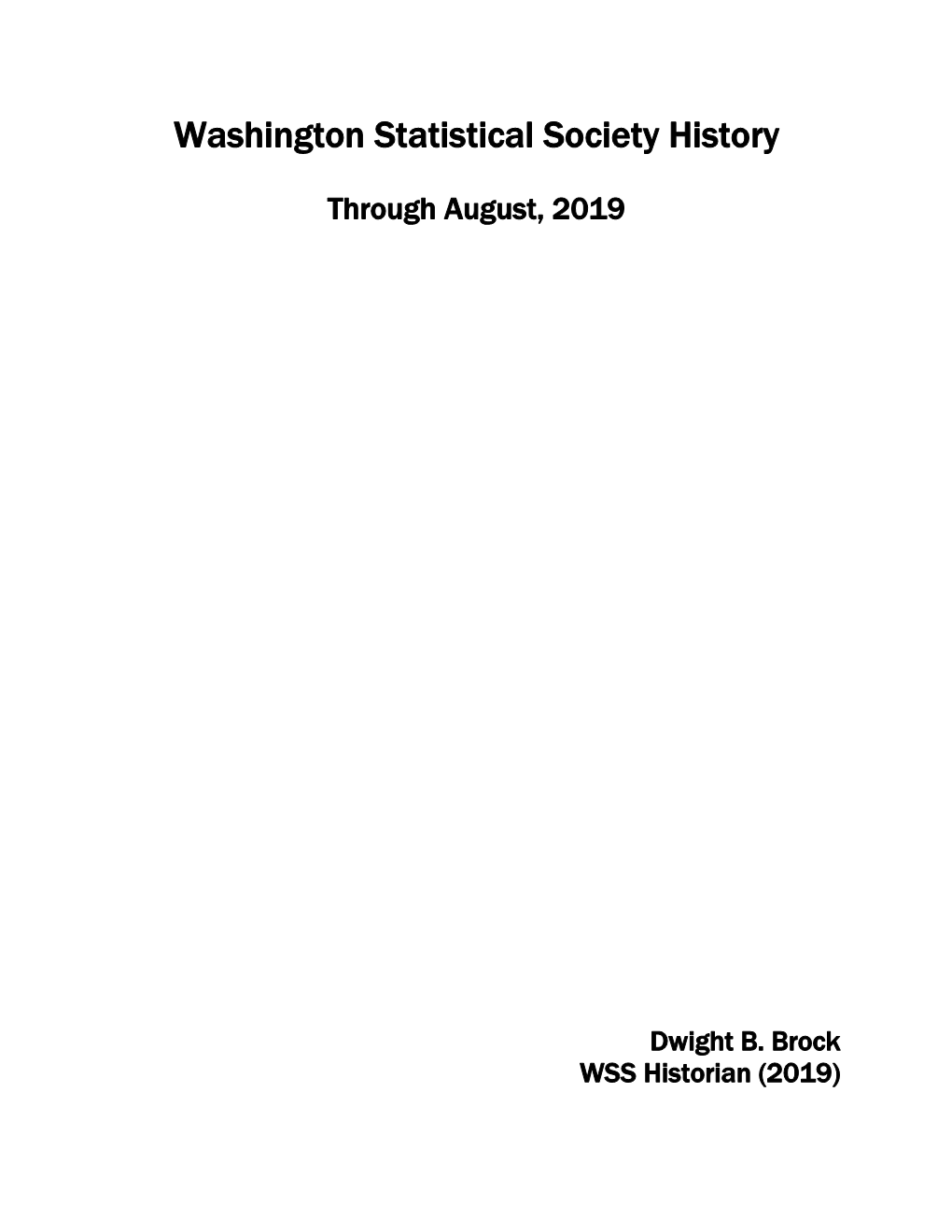 Washington Statistical Society History