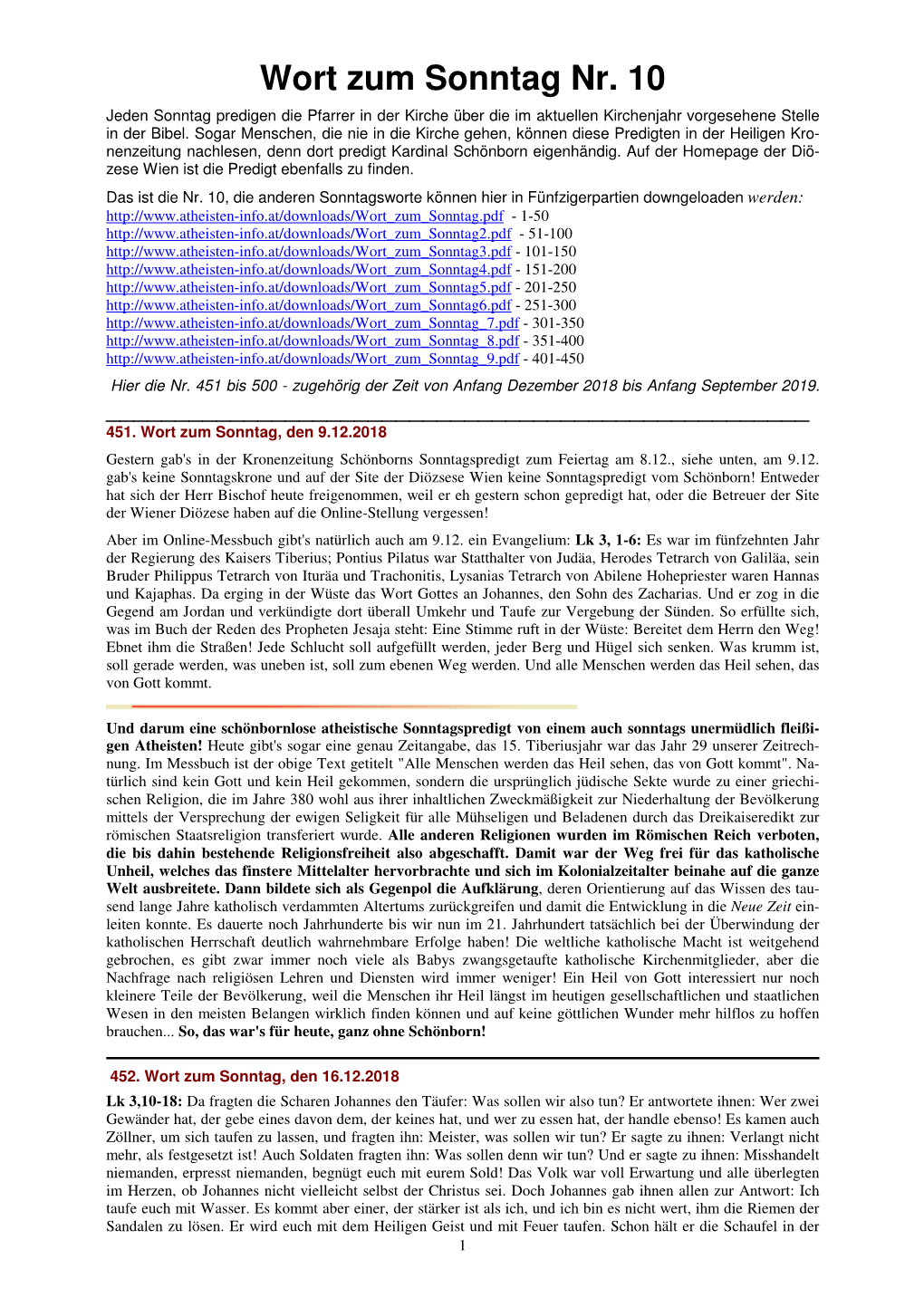 Nr. 451 Bis 500 - Zugehörig Der Zeit Von Anfang Dezember 2018 Bis Anfang September 2019