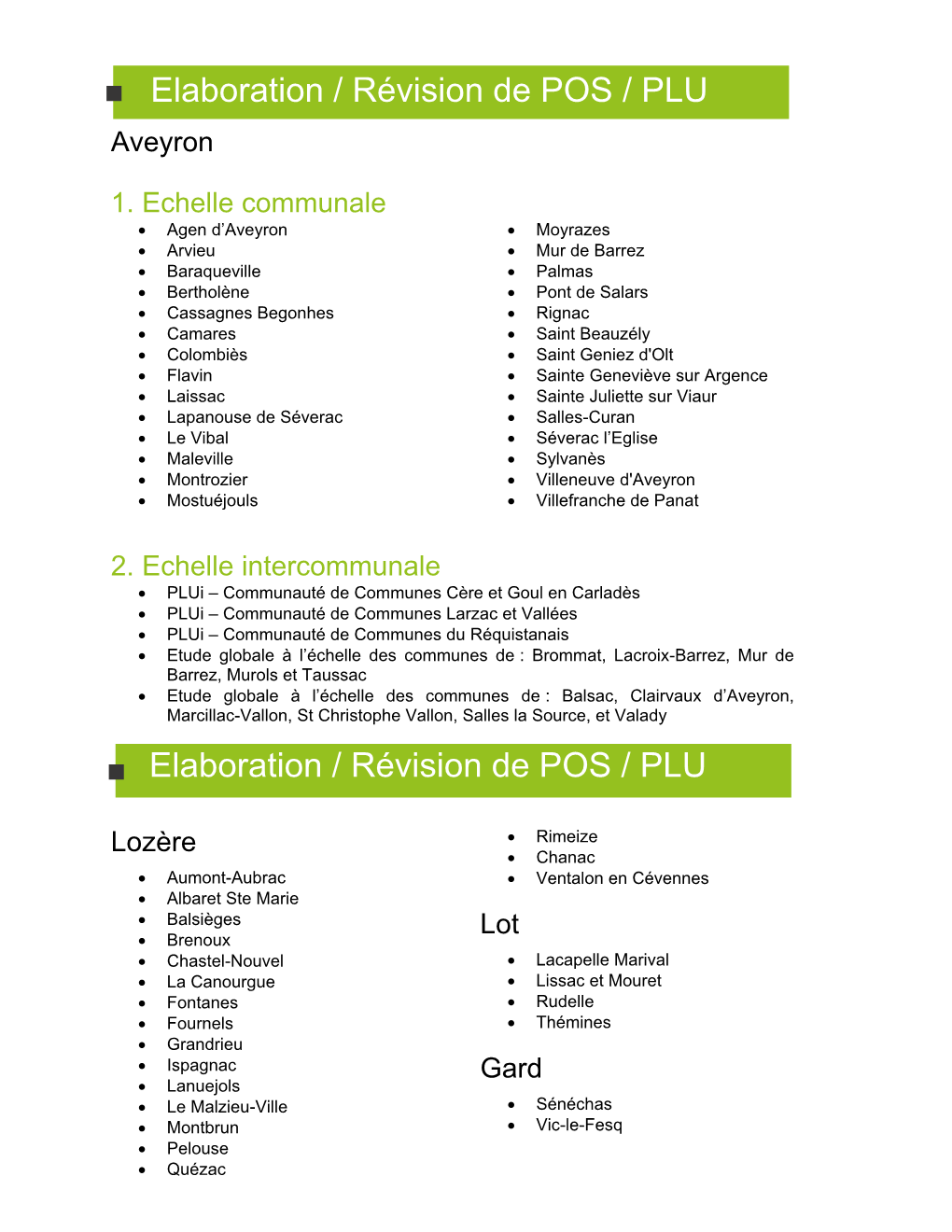 Elaboration / Révision De POS / PLU Elaboration / Révision De POS