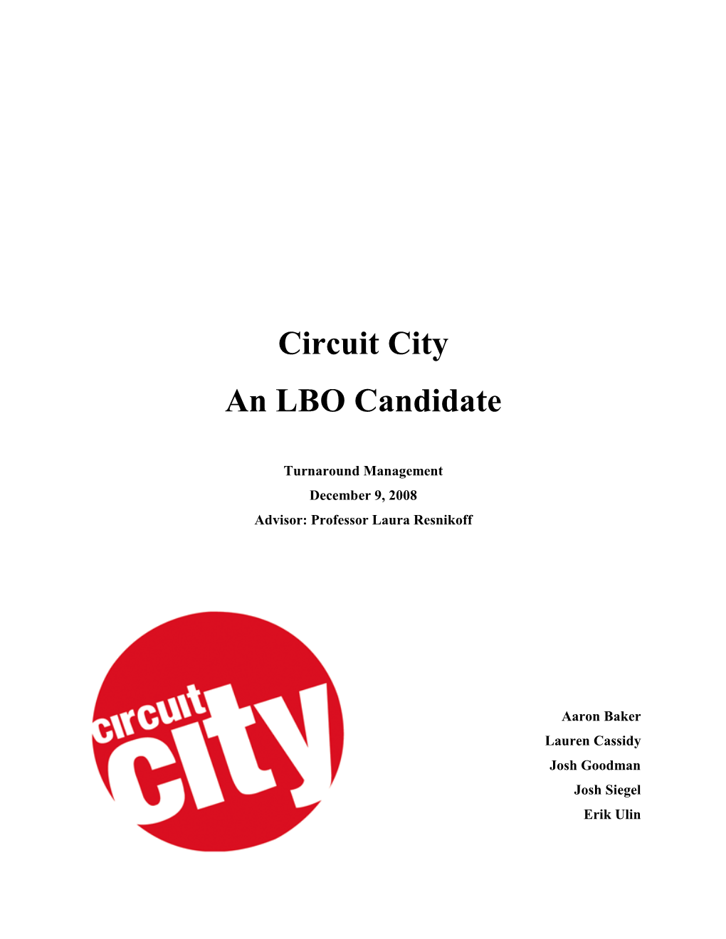 Circuit City an LBO Candidate