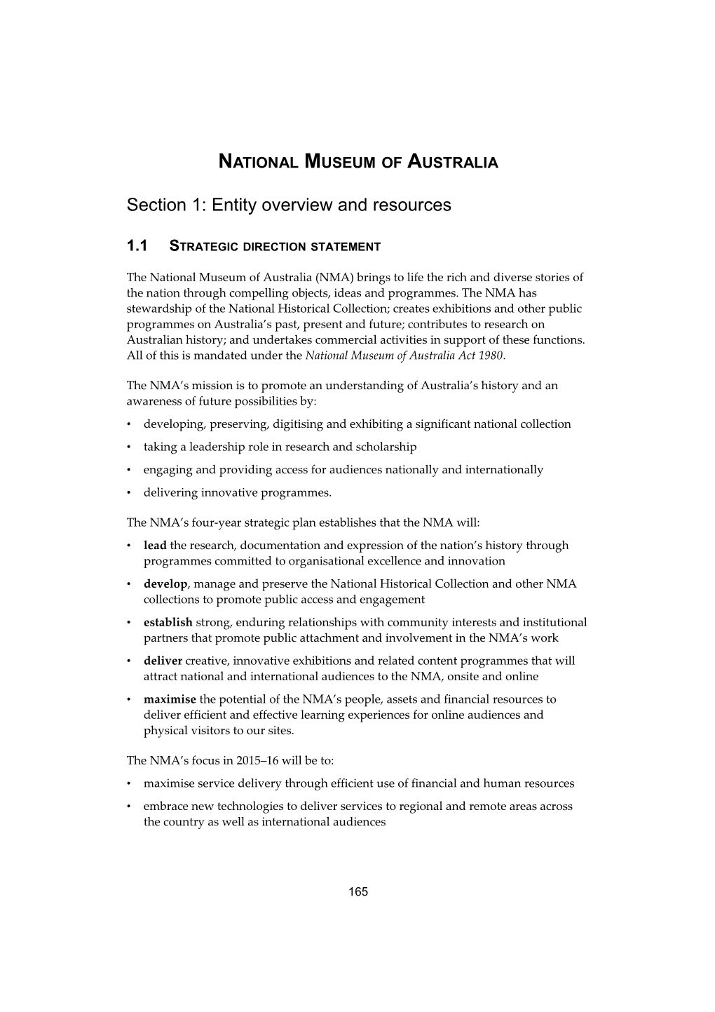 Portfolio Budget Statements - NATIONAL MUSEUM of AUSTRALIA