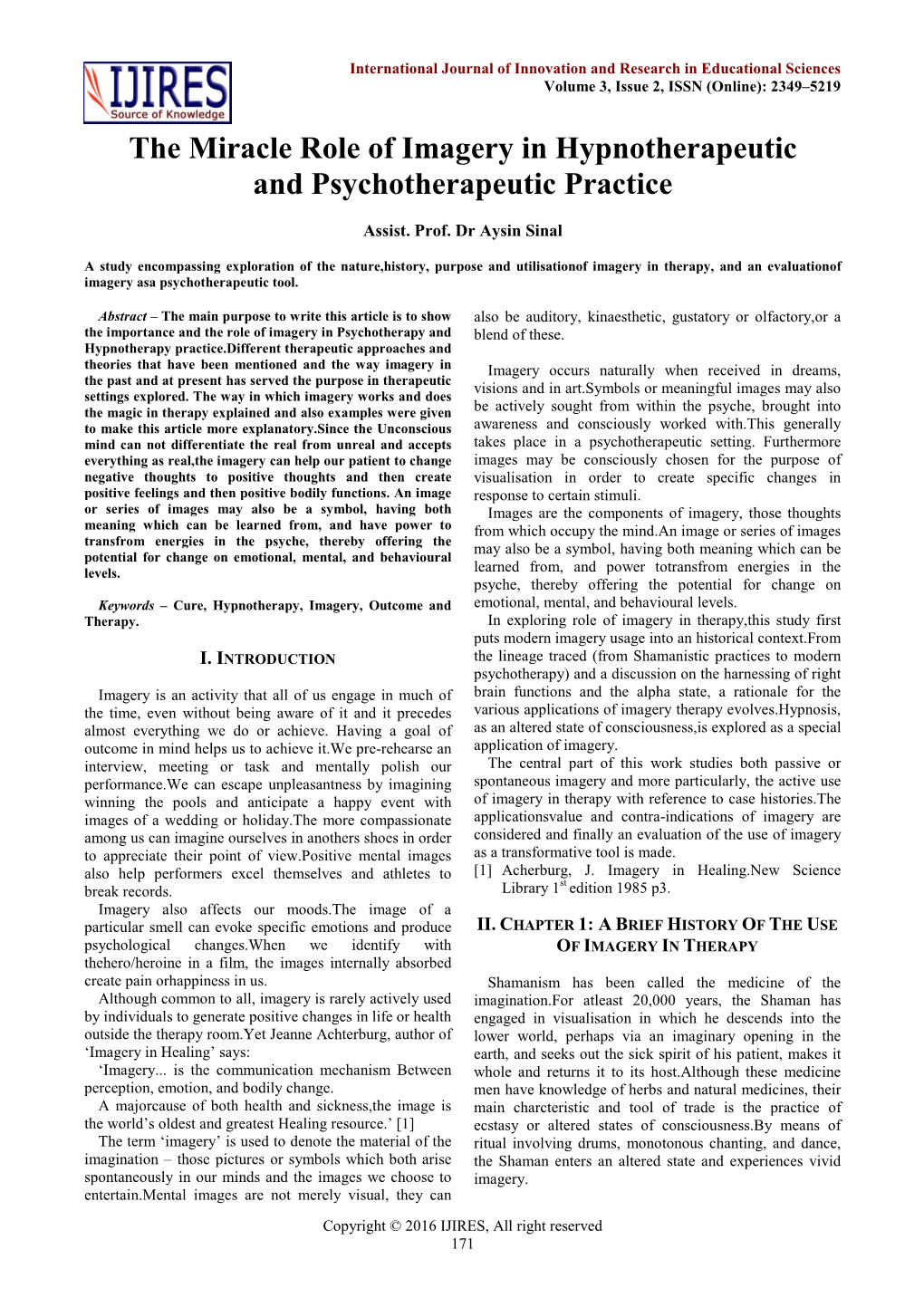 The Miracle Role of Imagery in Hypnotherapeutic and Psychotherapeutic Practice