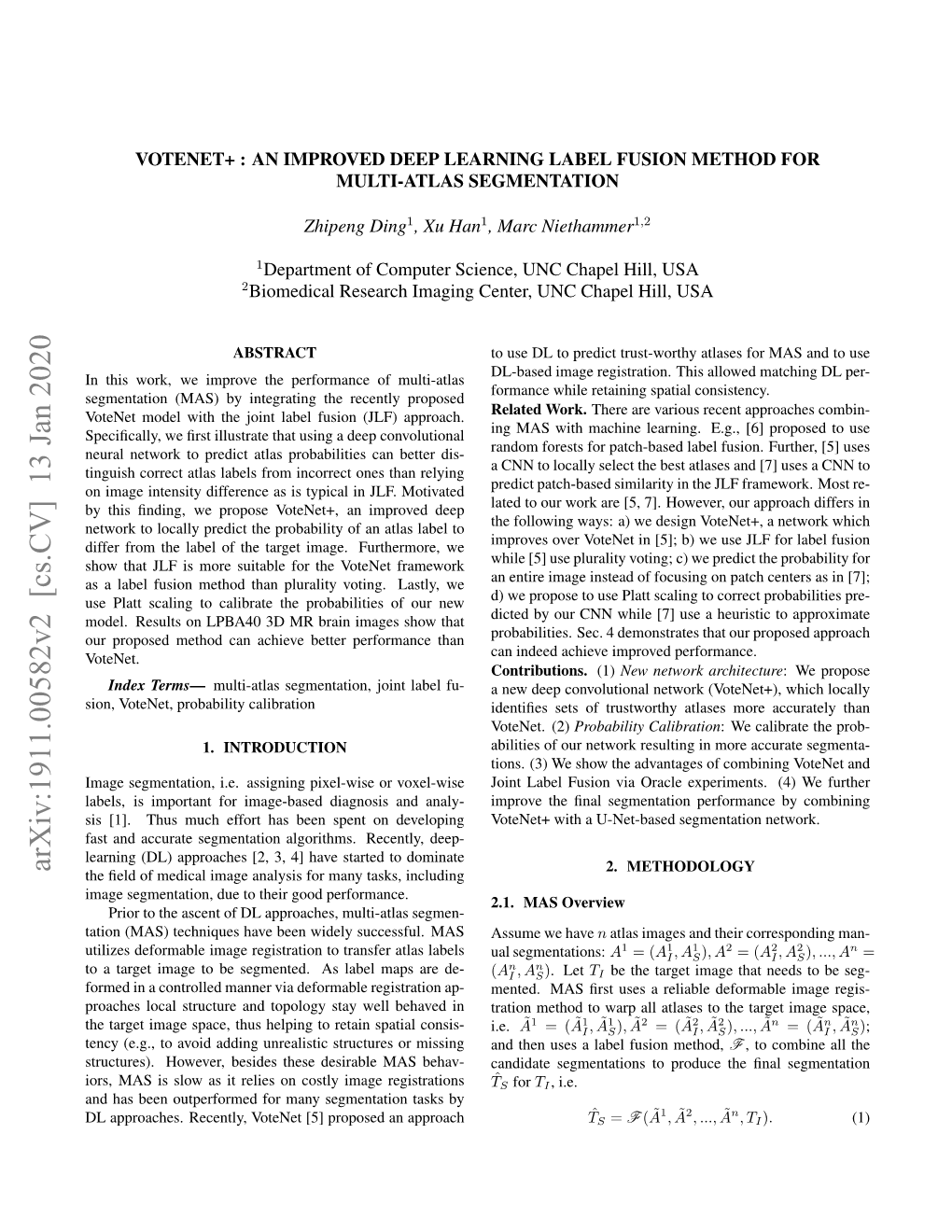 Arxiv:1911.00582V2 [Cs.CV] 13 Jan 2020 2