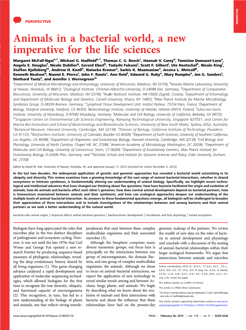 Animals in a Bacterial World, a New Imperative for the Life Sciences