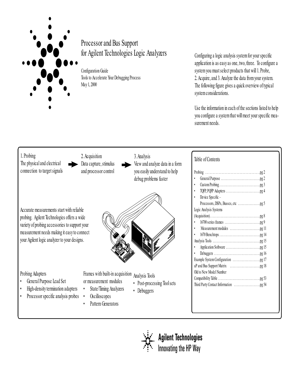Processor and Bus Support for Agilent Technologies Logic Analyzers Configuring a Logic Analysis System for Your Specific Application Is As Easy As One, Two, Three