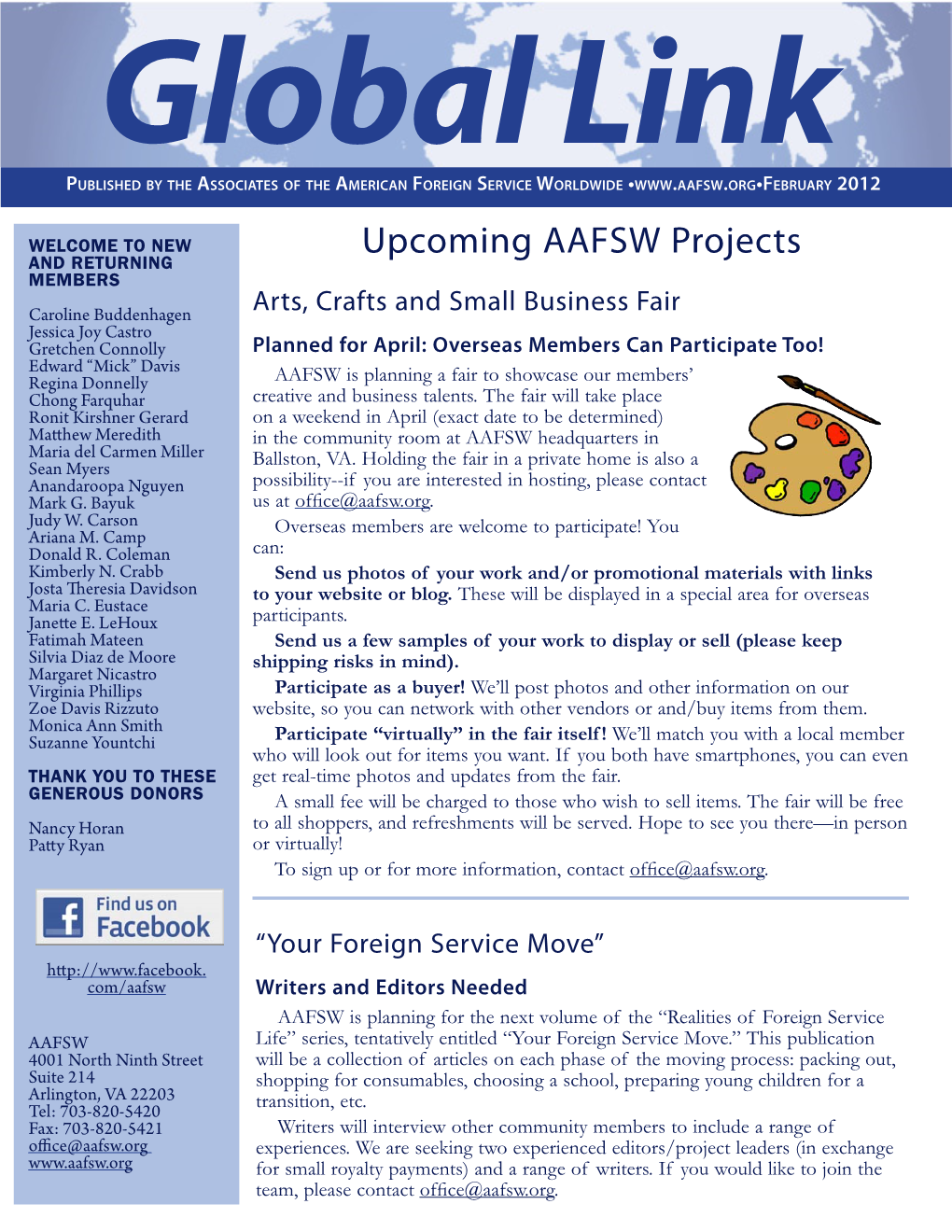 Upcoming AAFSW Projects
