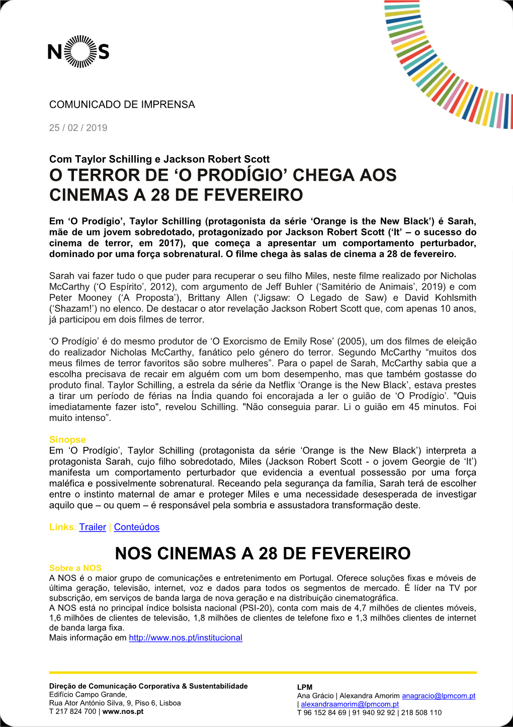 O Terror De 'O Prodígio' Chega Aos Cinemas a 28 De