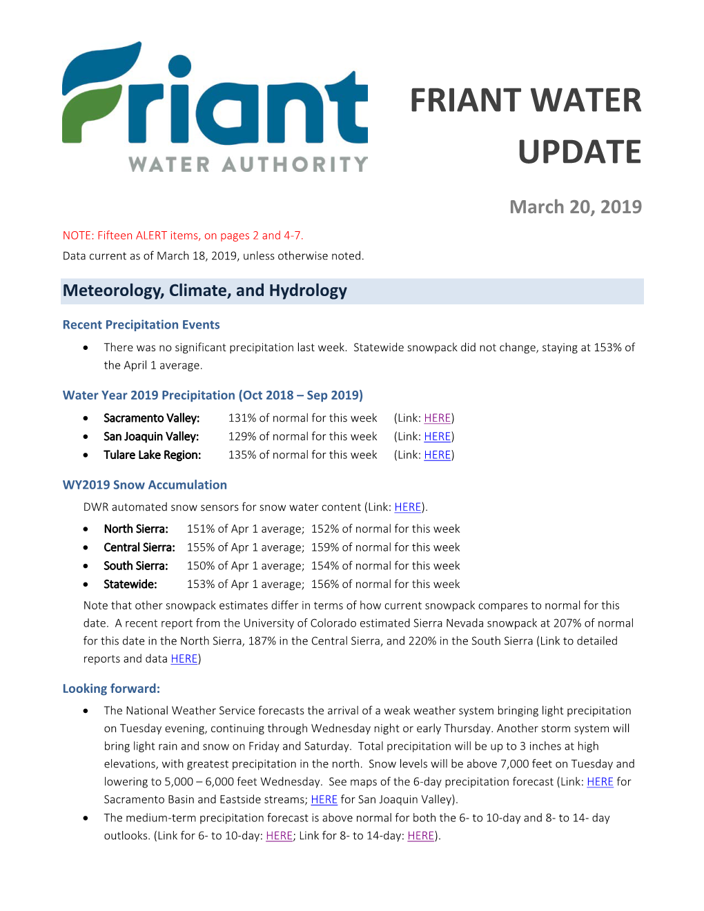 Friant Water Update