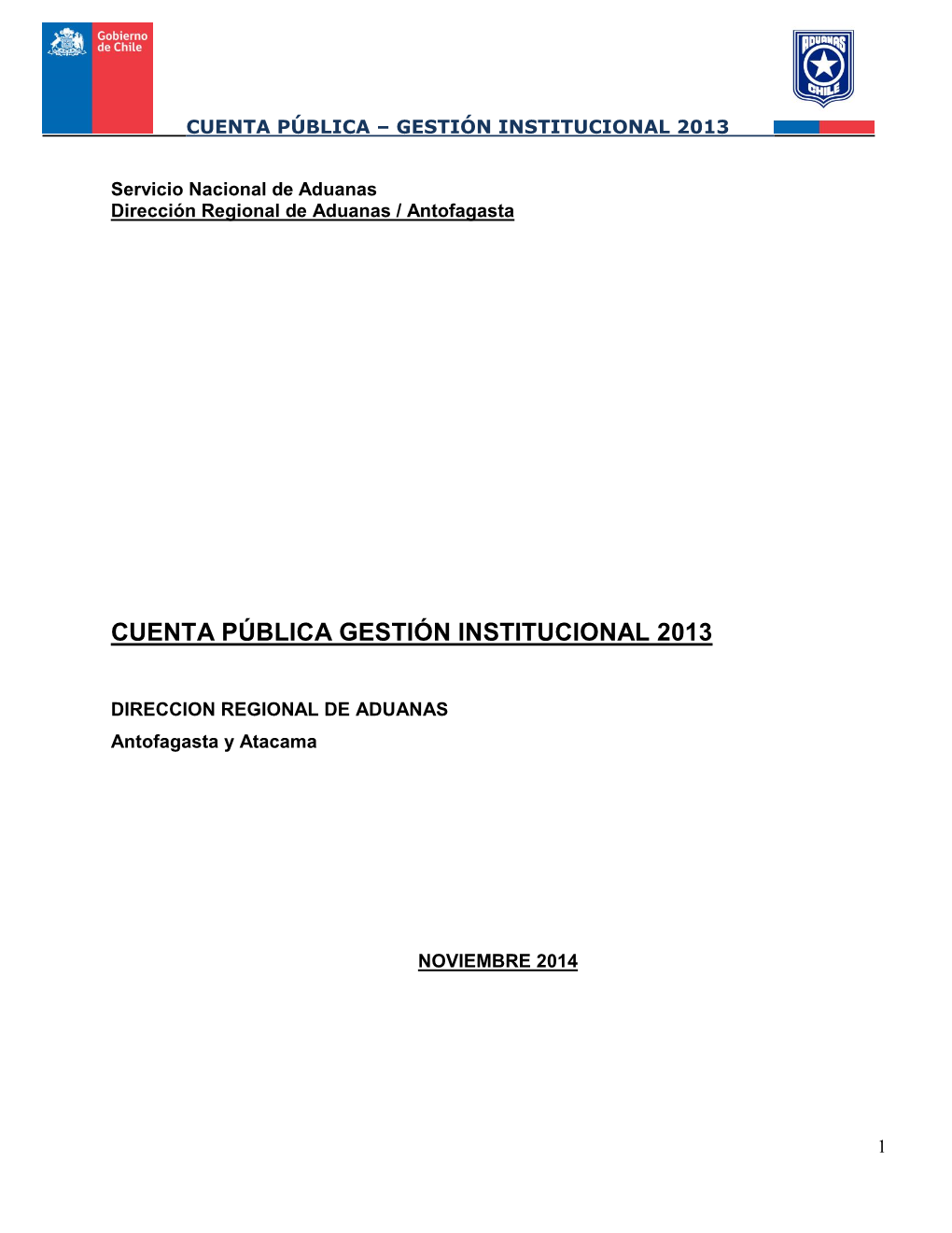 Cuenta Pública Gestión Institucional 2013