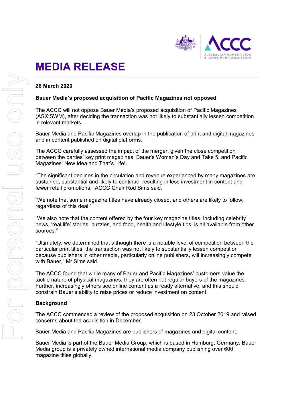 Media Release