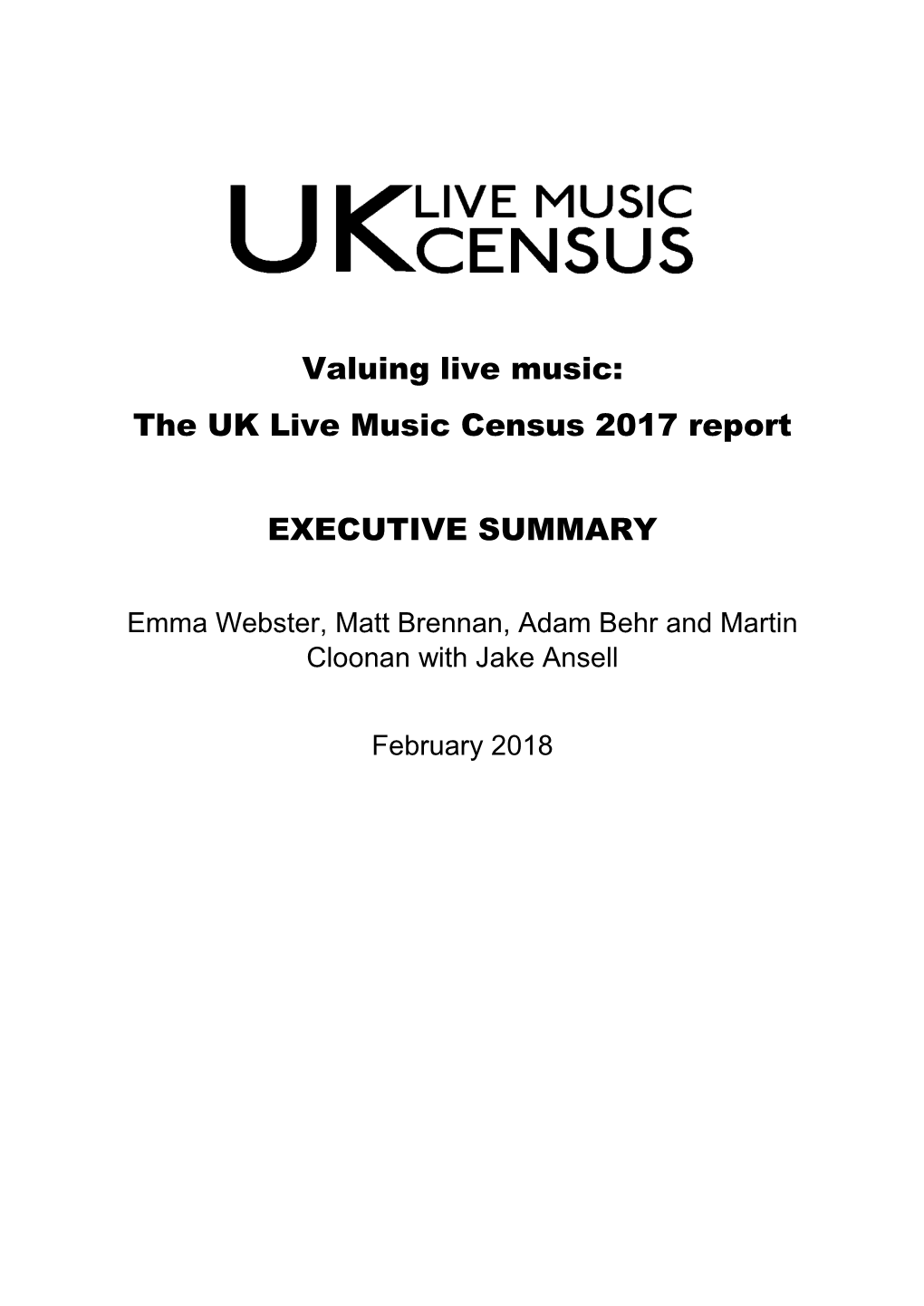 Download UK Live Music Census 2017 Executive Summary LARGE