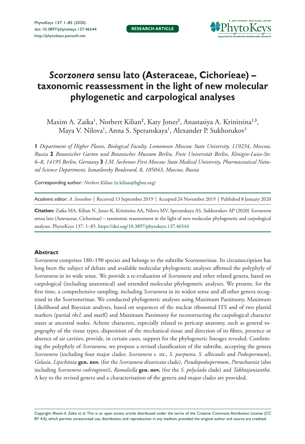 Taxonomic Reassessment in the Light of New Molecular Phylogenetic and Carpological Analyses