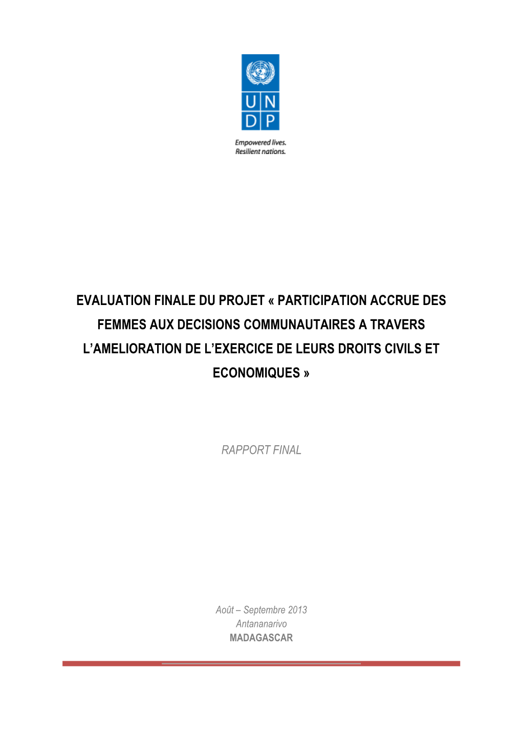 Evaluation Finale Du Projet