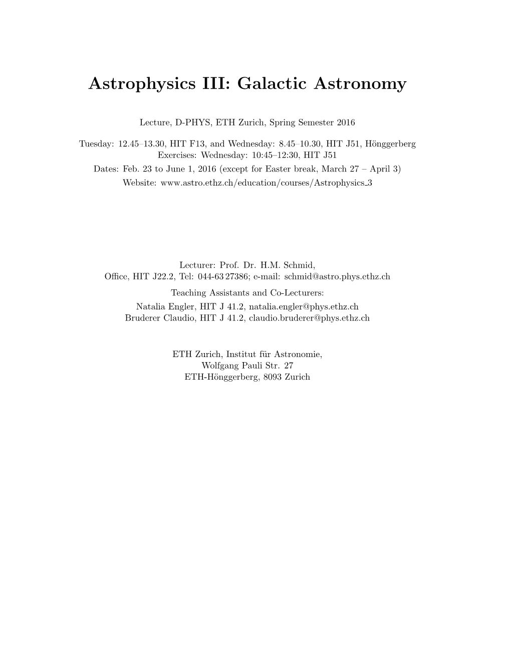 Galactic Astronomy