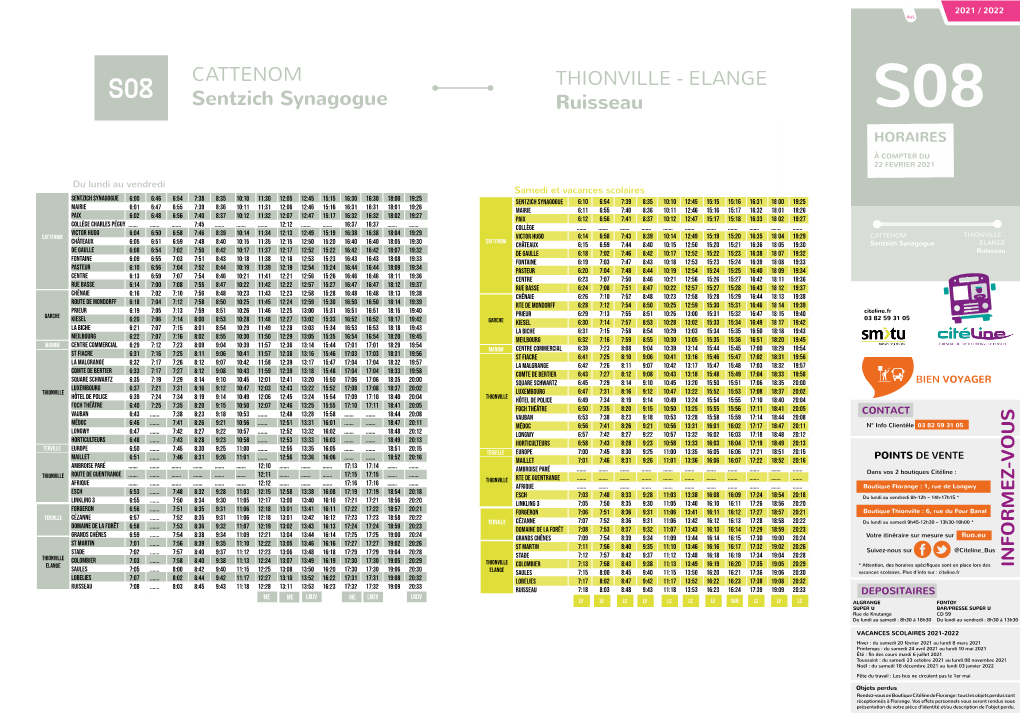 THIONVILLE - ELANGE Sentzich Synagogue Ruisseau S08 HORAIRES