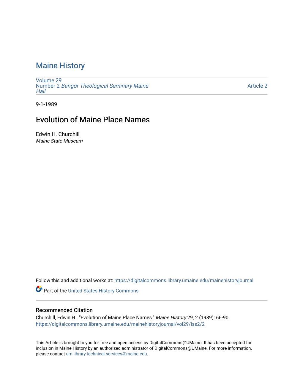 Evolution of Maine Place Names