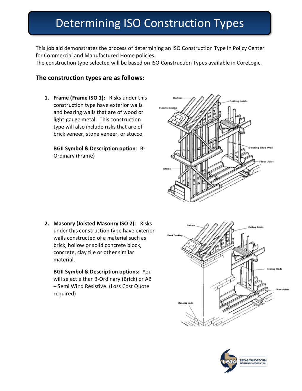 Determining ISO Construction Types