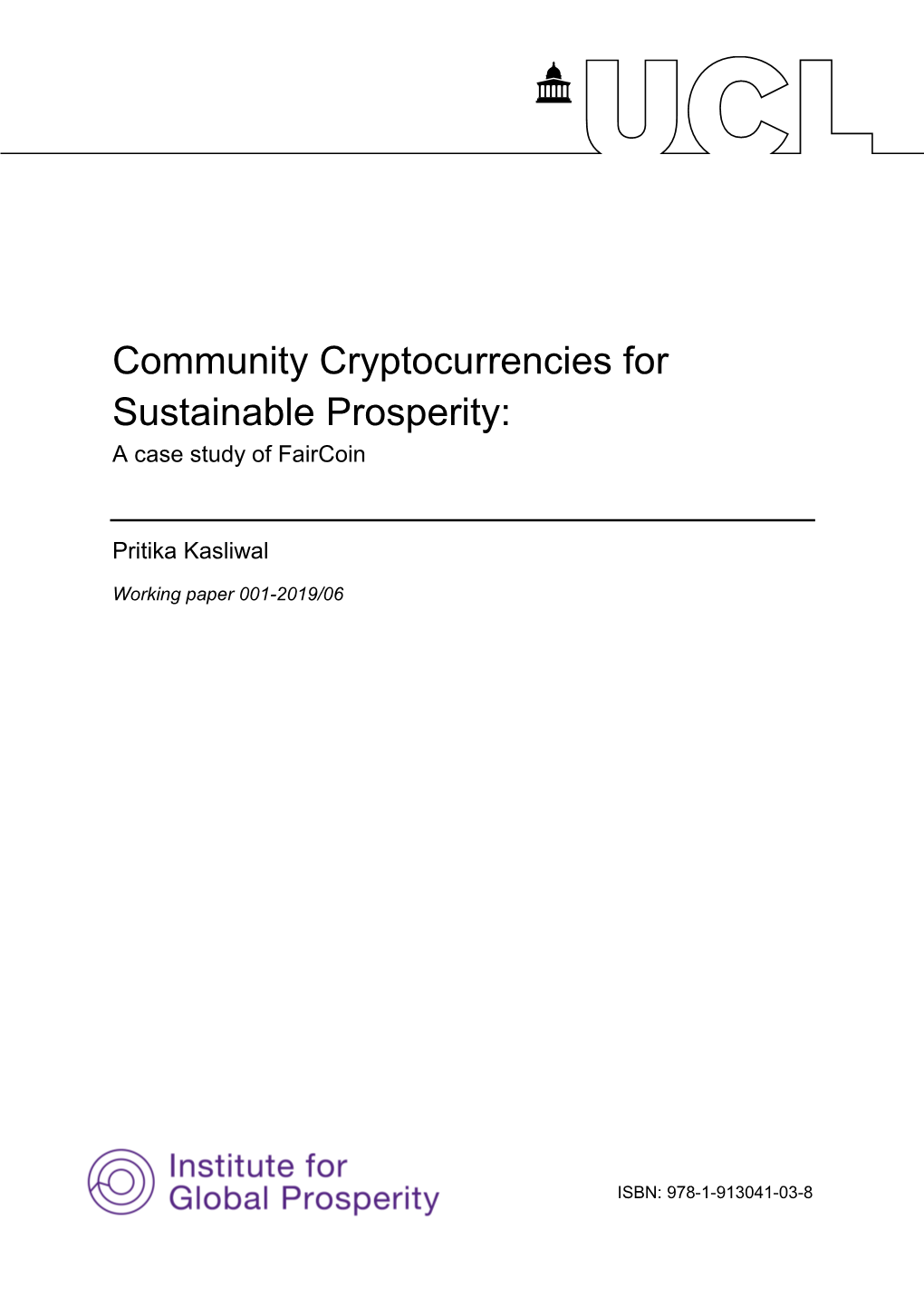 Community Cryptocurrencies for Sustainable Prosperity: a Case Study of Faircoin