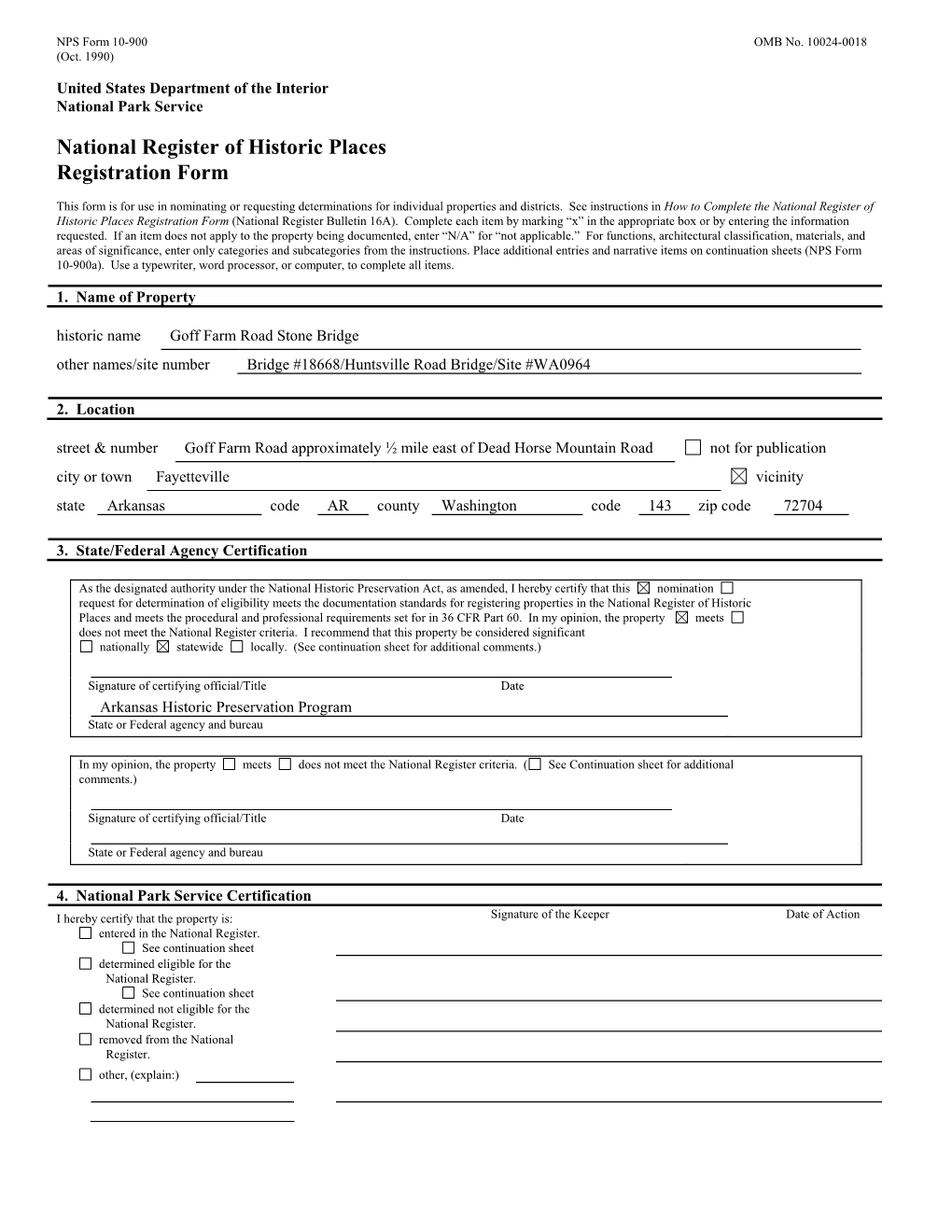 NPS Form 10-900 OMB No