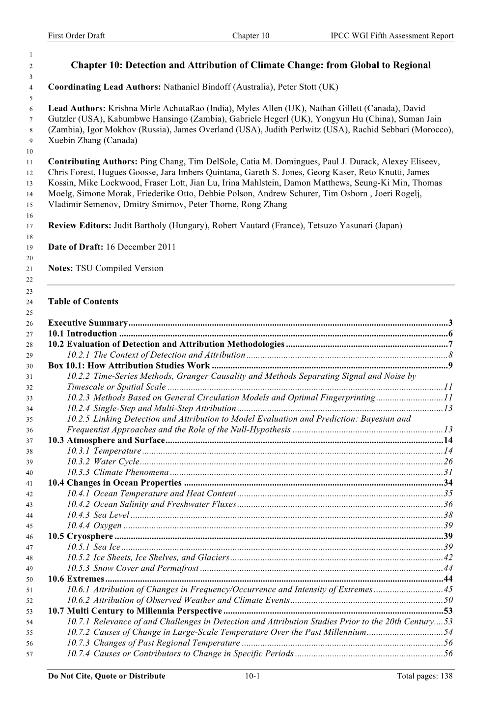 Detection and Attribution of Climate Change