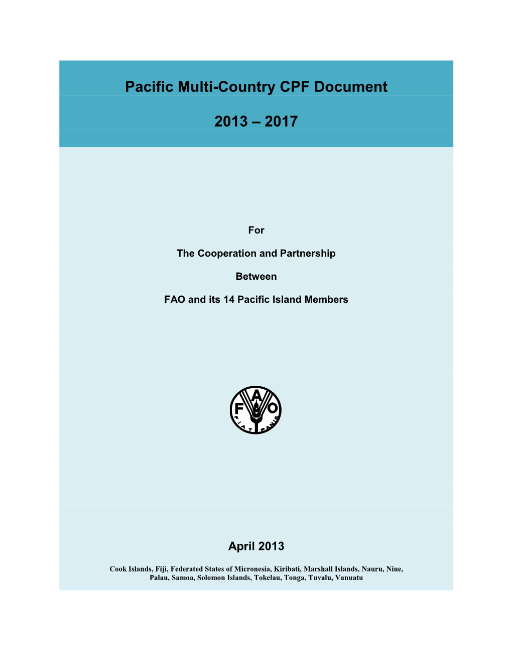 Pacific Multi-Country Programming Framework (CPF) 2013-2017