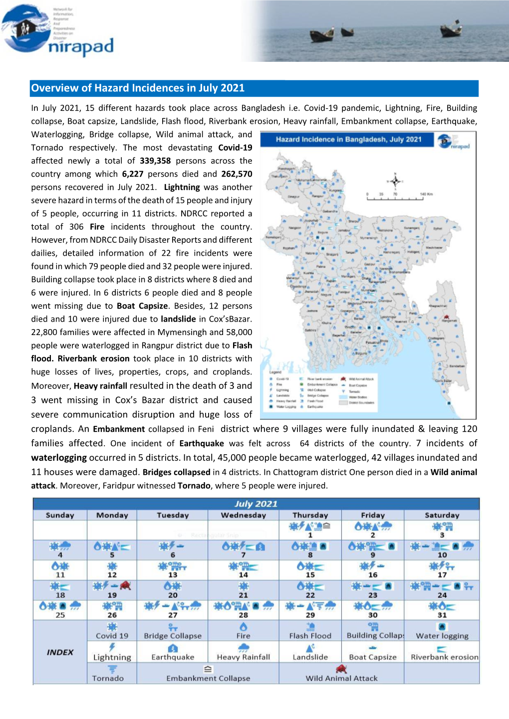 Hazard Incidences in Bangladesh, June 2021