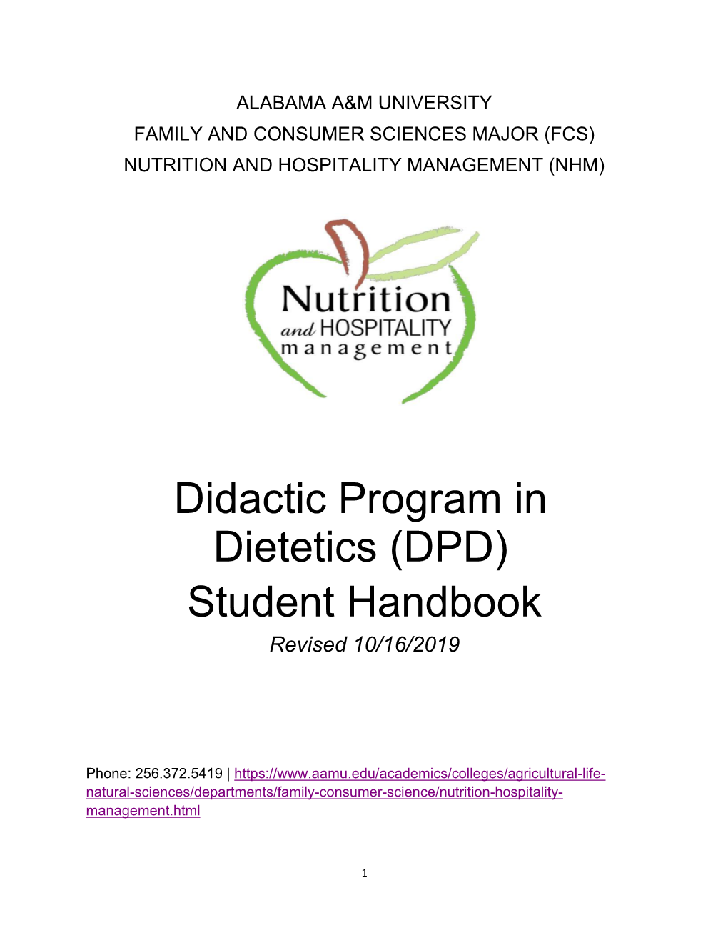 Didactic Program in Dietetics (DPD) Student Handbook