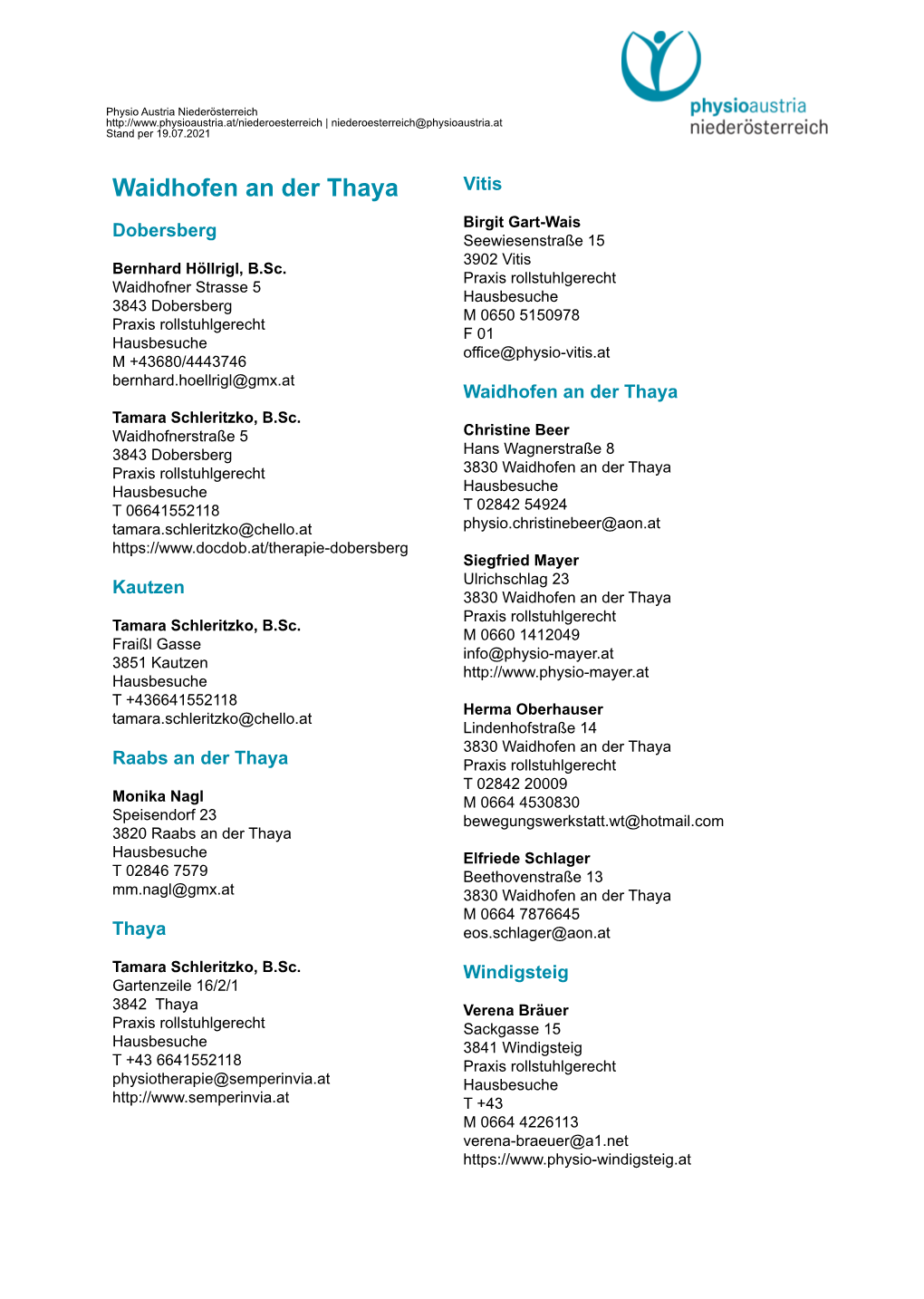 Freiberuflichen Liste Waidhofen an Der Thaya