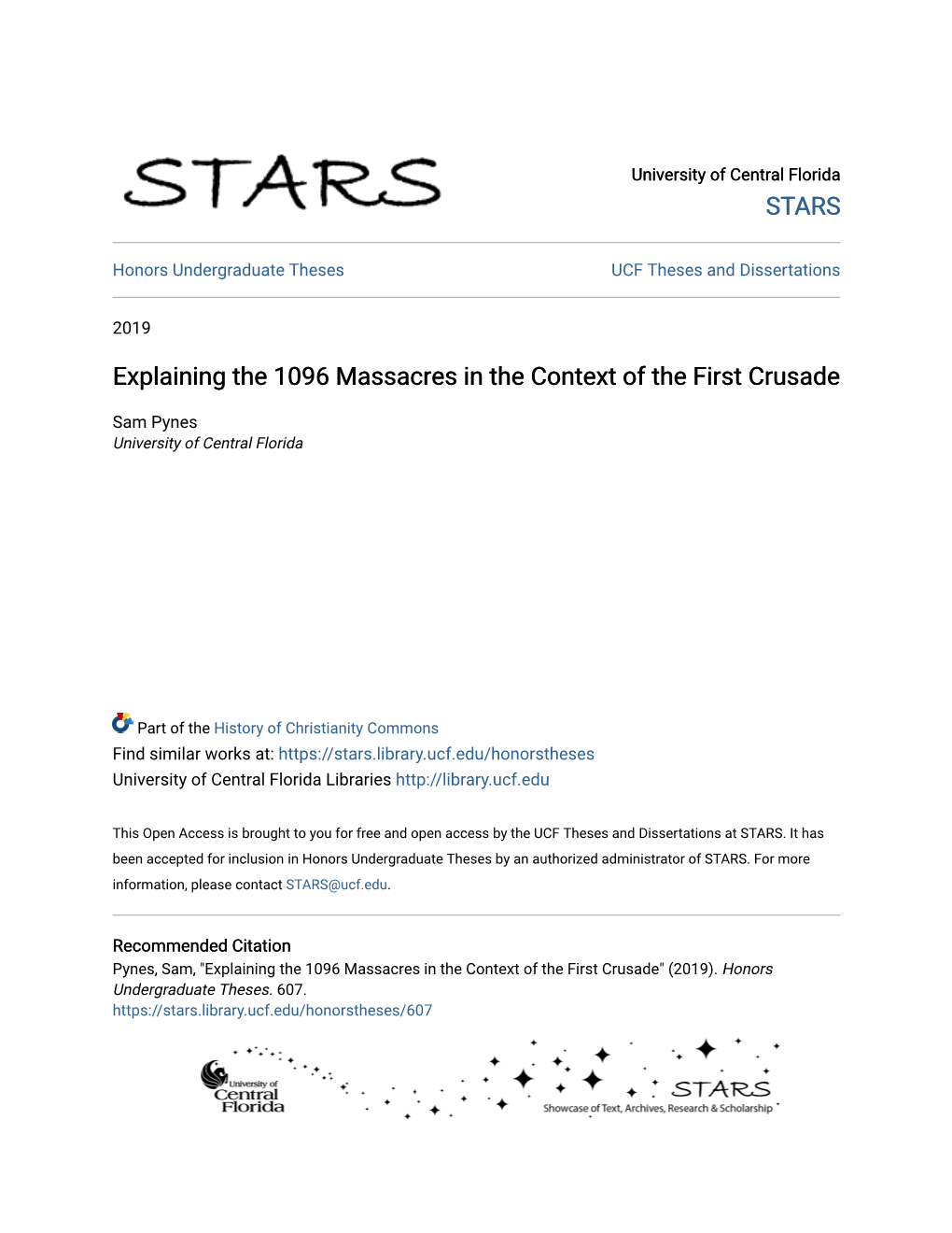 Explaining the 1096 Massacres in the Context of the First Crusade