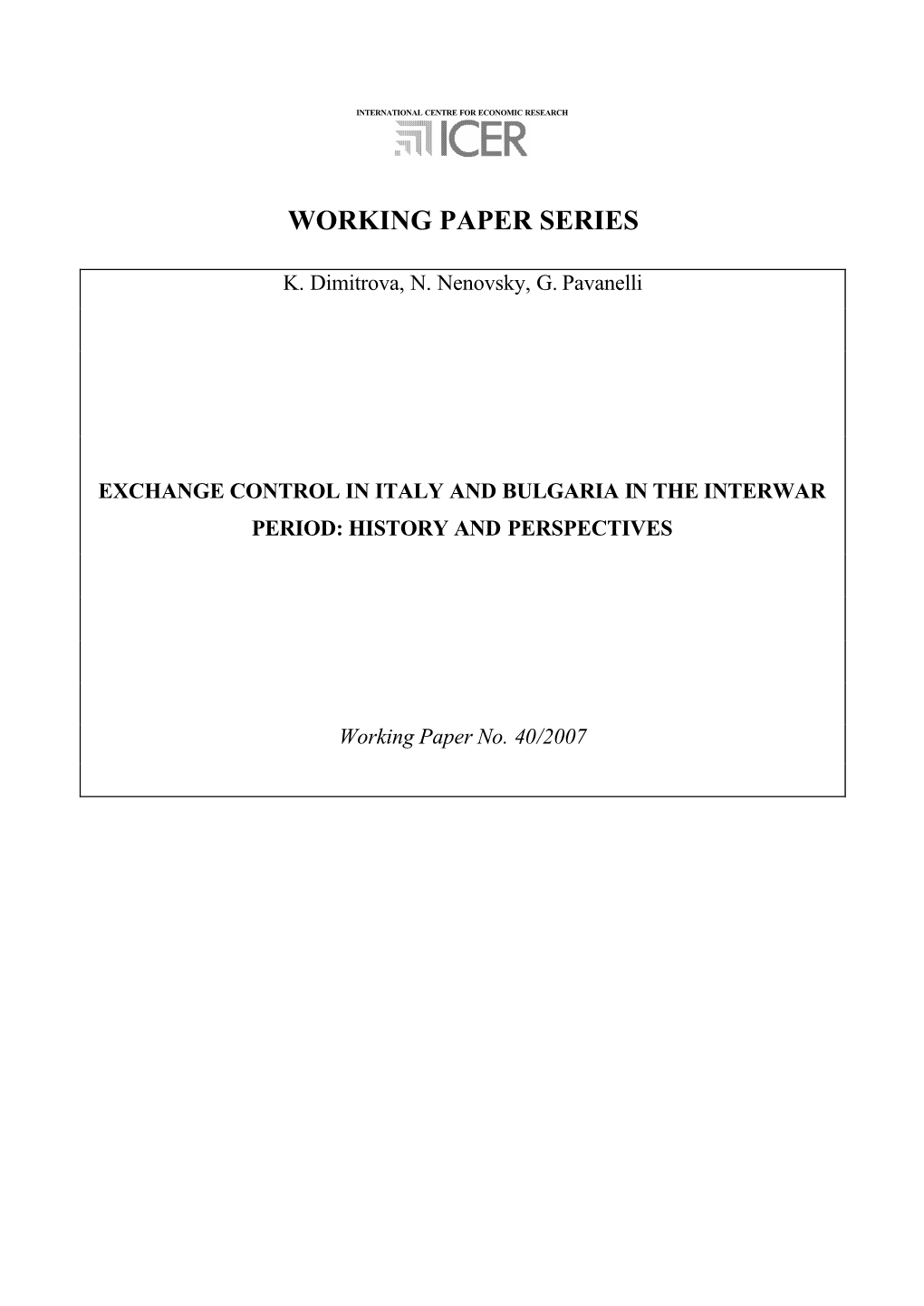 Working Paper Series