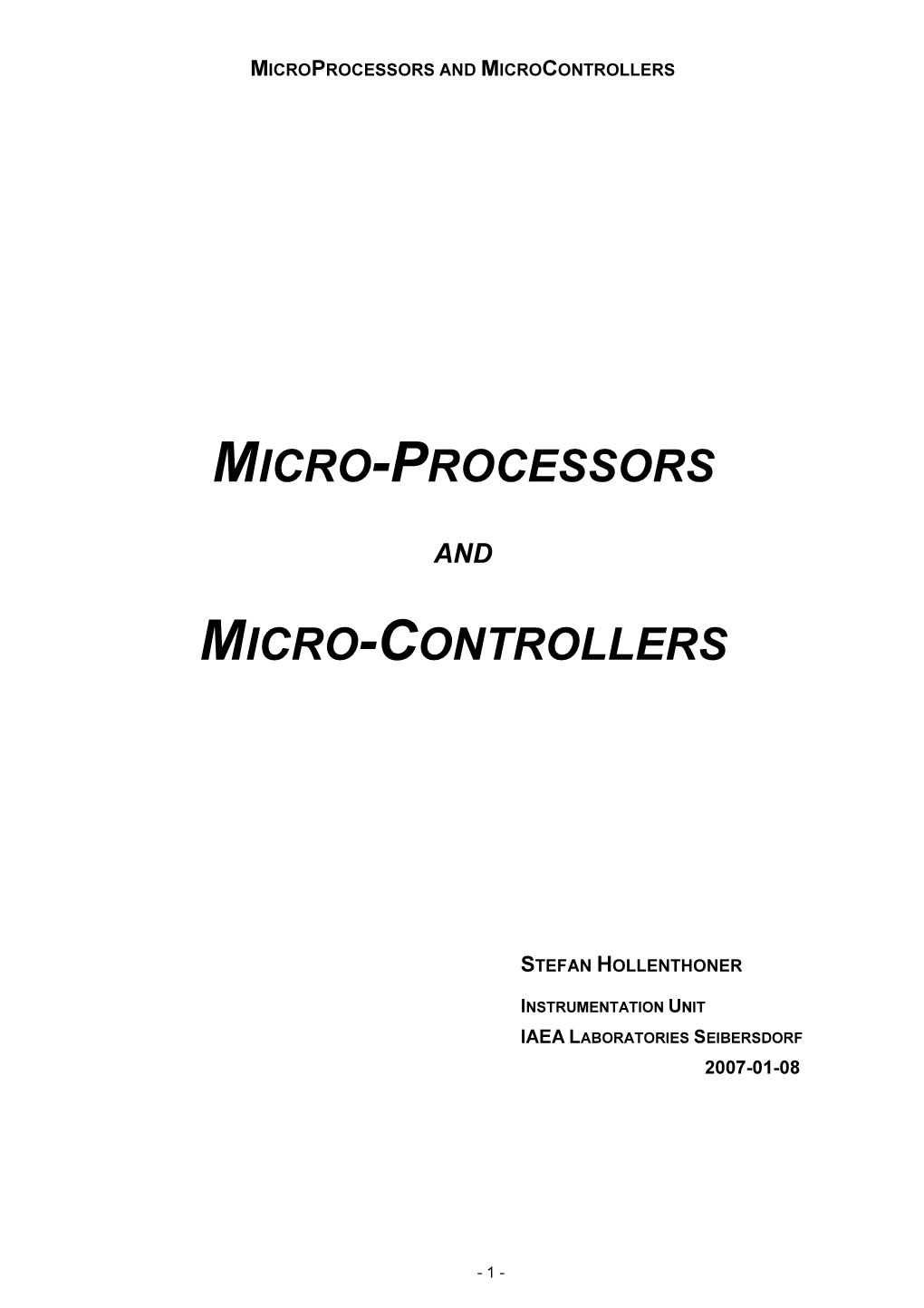 Micro-Processors Micro-Controllers