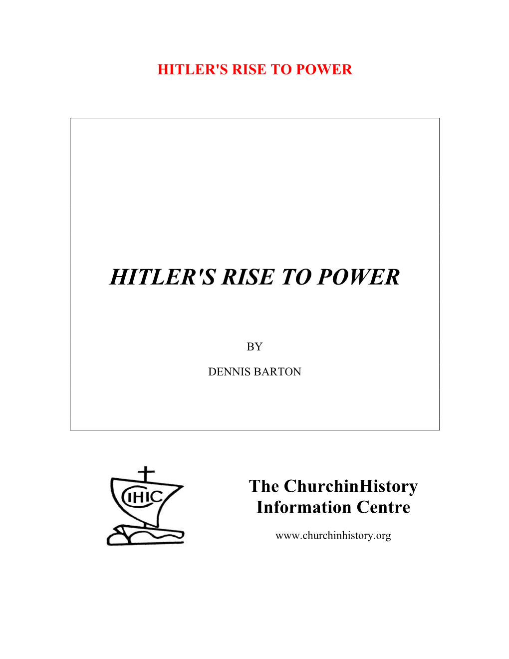 Hitler's Rise to Power