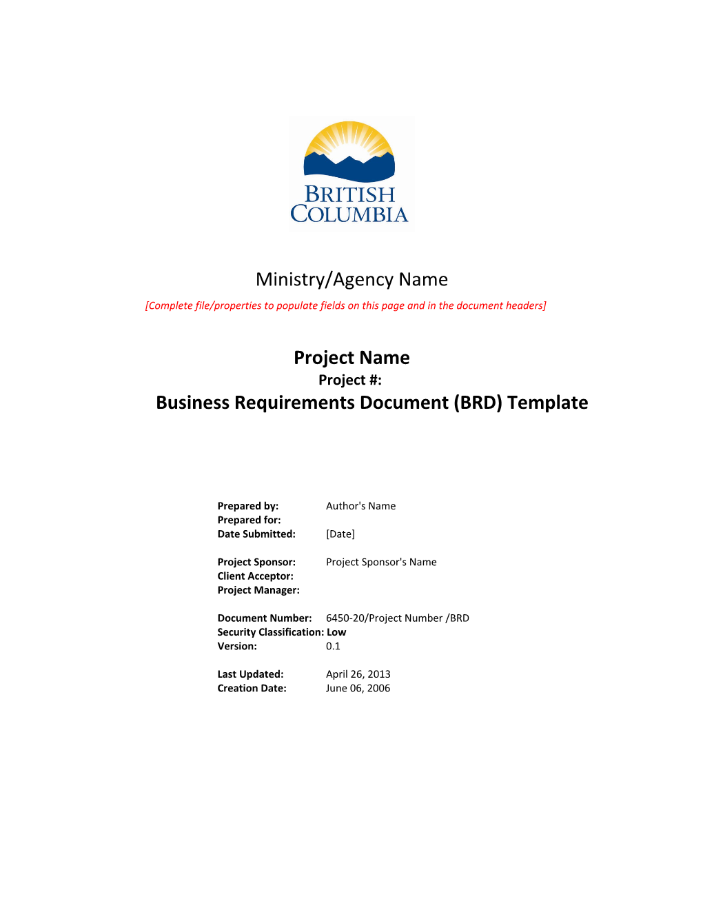 Business Requirements Document Template