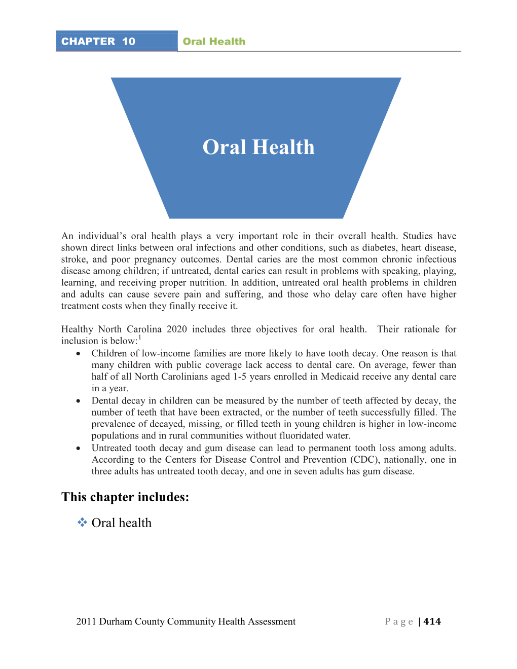 Chapter 10: Oral Health