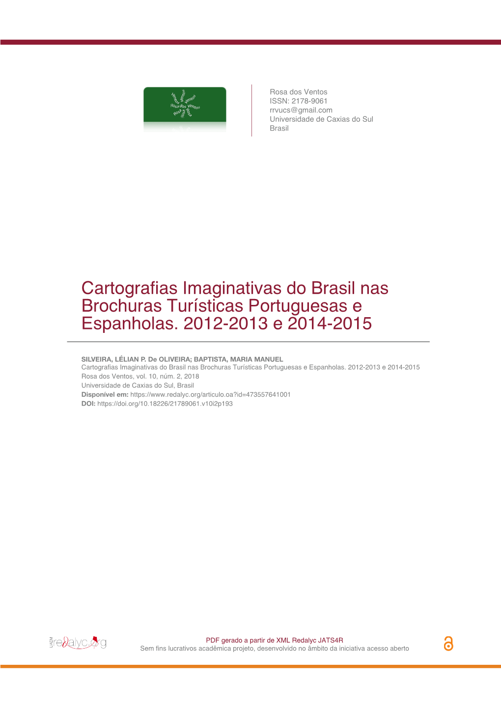Cartografias Imaginativas Do Brasil Nas Brochuras Turísticas Portuguesas E Espanholas