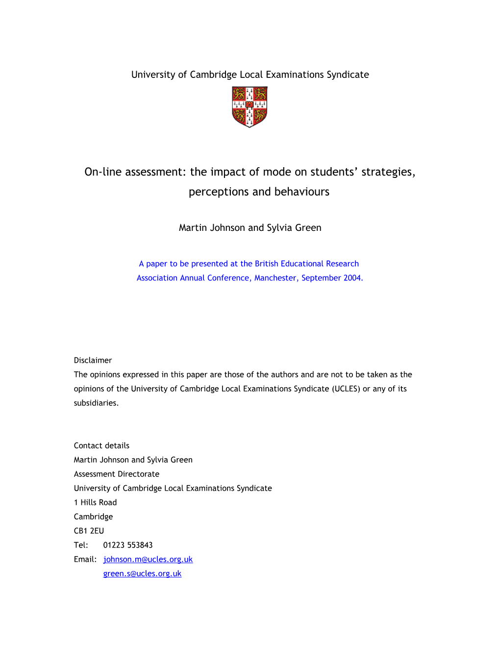 University of Cambridge Local Examinations Syndicate