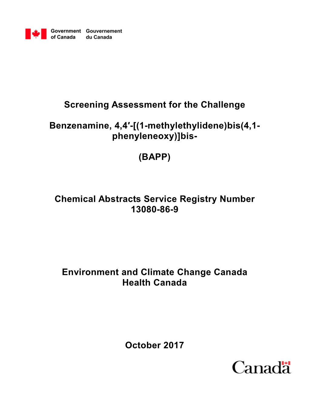 Draft Screening Assessment for the Challenge