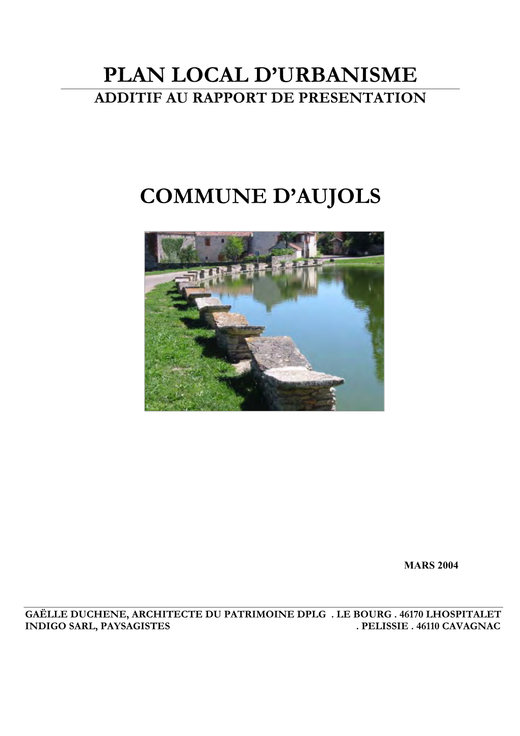 Plan Local D'urbanisme Commune D'aujols