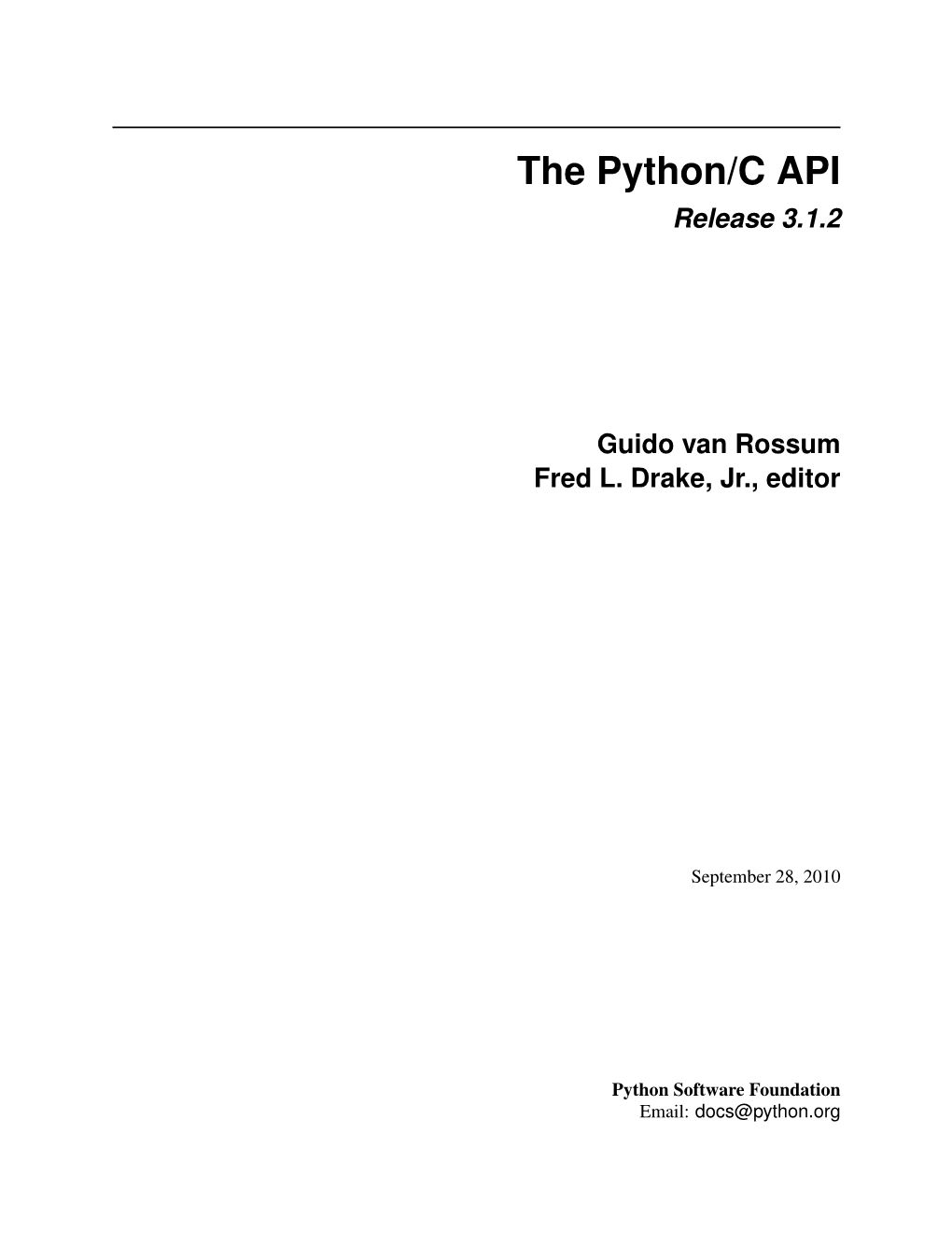 The Python/C API Release 3.1.2