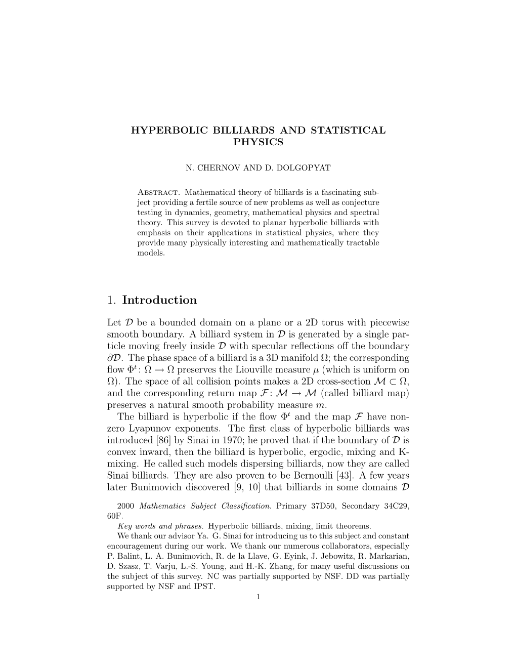 Hyperbolic Billiards and Statistical Physics