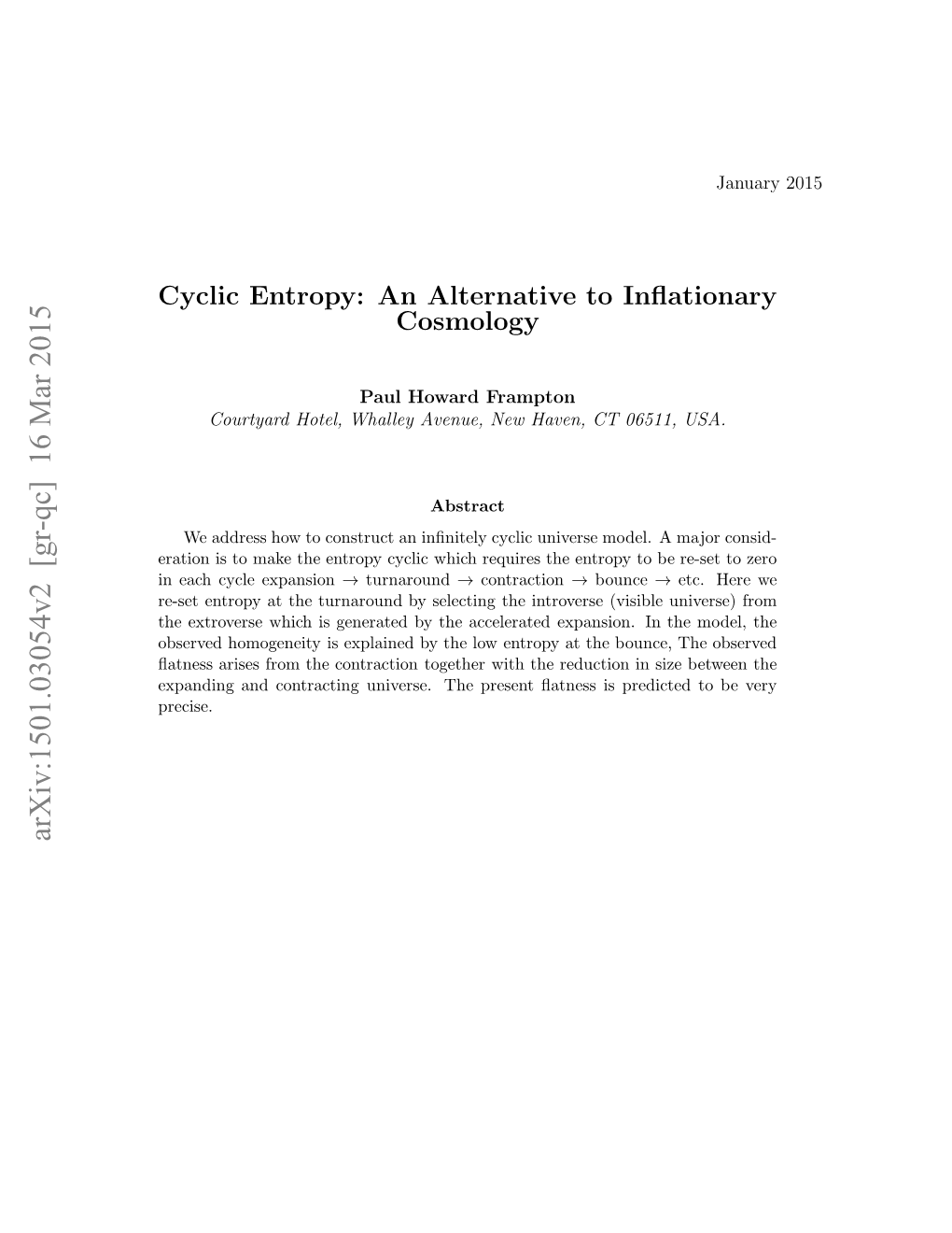 Cyclic Entropy: an Alternative to Inflationary Cosmology