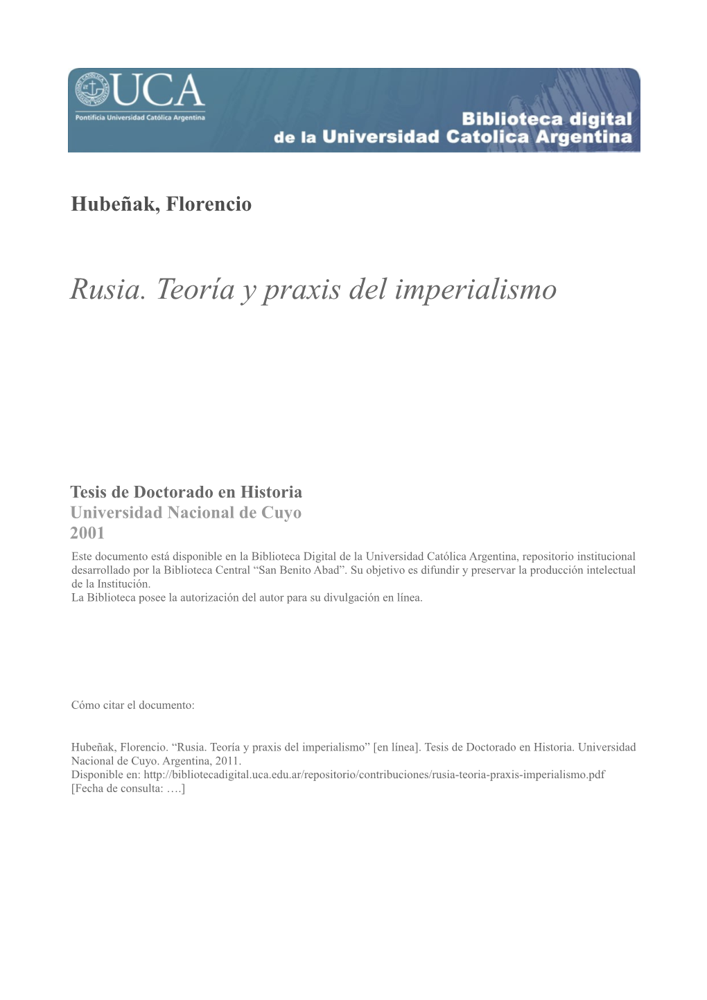 Rusia. Teoría Y Praxis Del Imperialismo